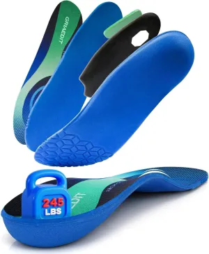 Heavy Duty Arch Support Insoles for 240lbs  – Orthotic Inserts for Plantar Fasciitis, Foot Pain Relief, Breathable & Shock Absorbing for Men & Women, Work Boots & Sneakers(M8-8.5/W10-10.5)
