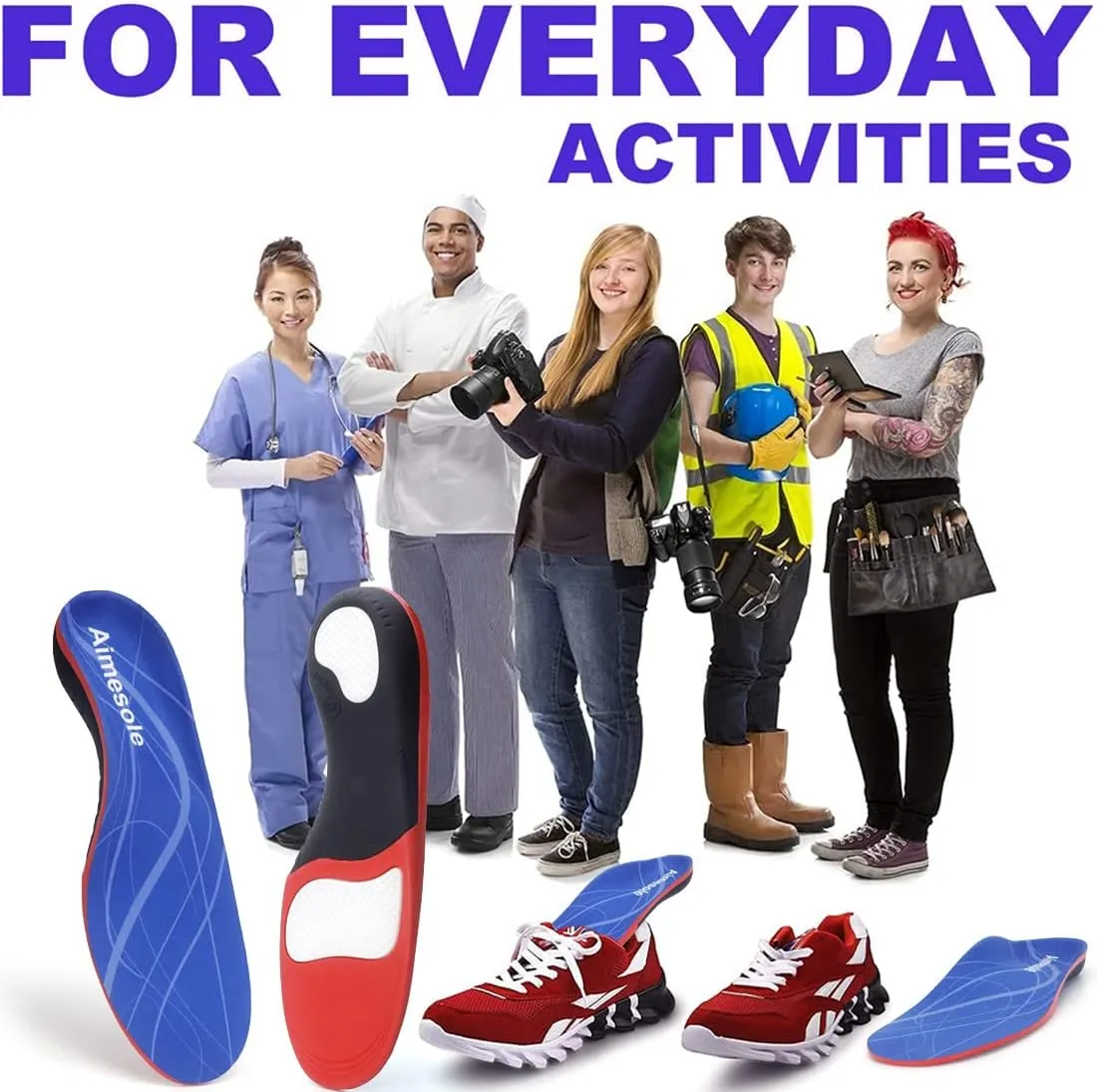 (Heavy Duty Insoles) 240Lbs  Plantar Fasciitis Insoles Arch Support Shoe Inserts Men Women Pain Relief Orthotics Gel Running Insoles for High Arch Flat Feet Work Boot Shoe Insole