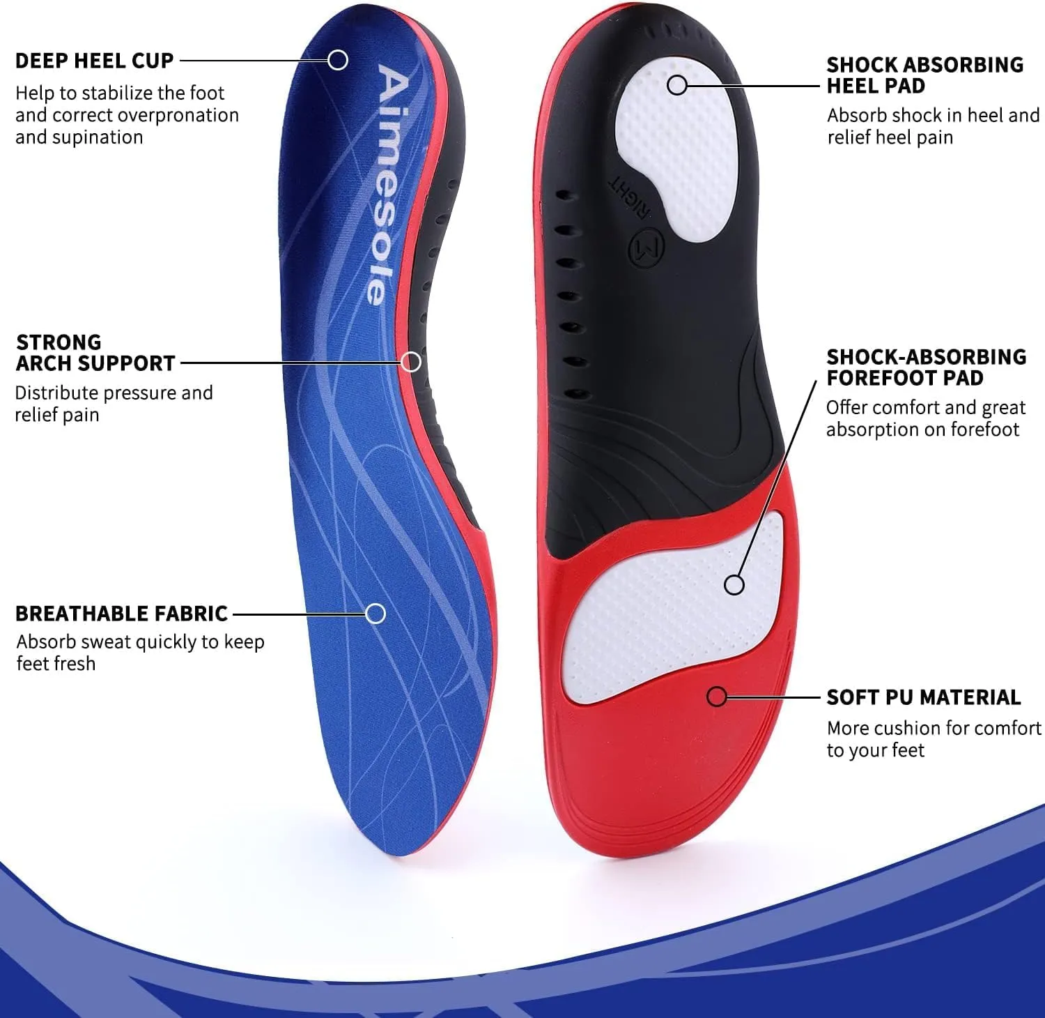 (Heavy Duty Insoles) 240Lbs  Plantar Fasciitis Insoles Arch Support Shoe Inserts Men Women Pain Relief Orthotics Gel Running Insoles for High Arch Flat Feet Work Boot Shoe Insole