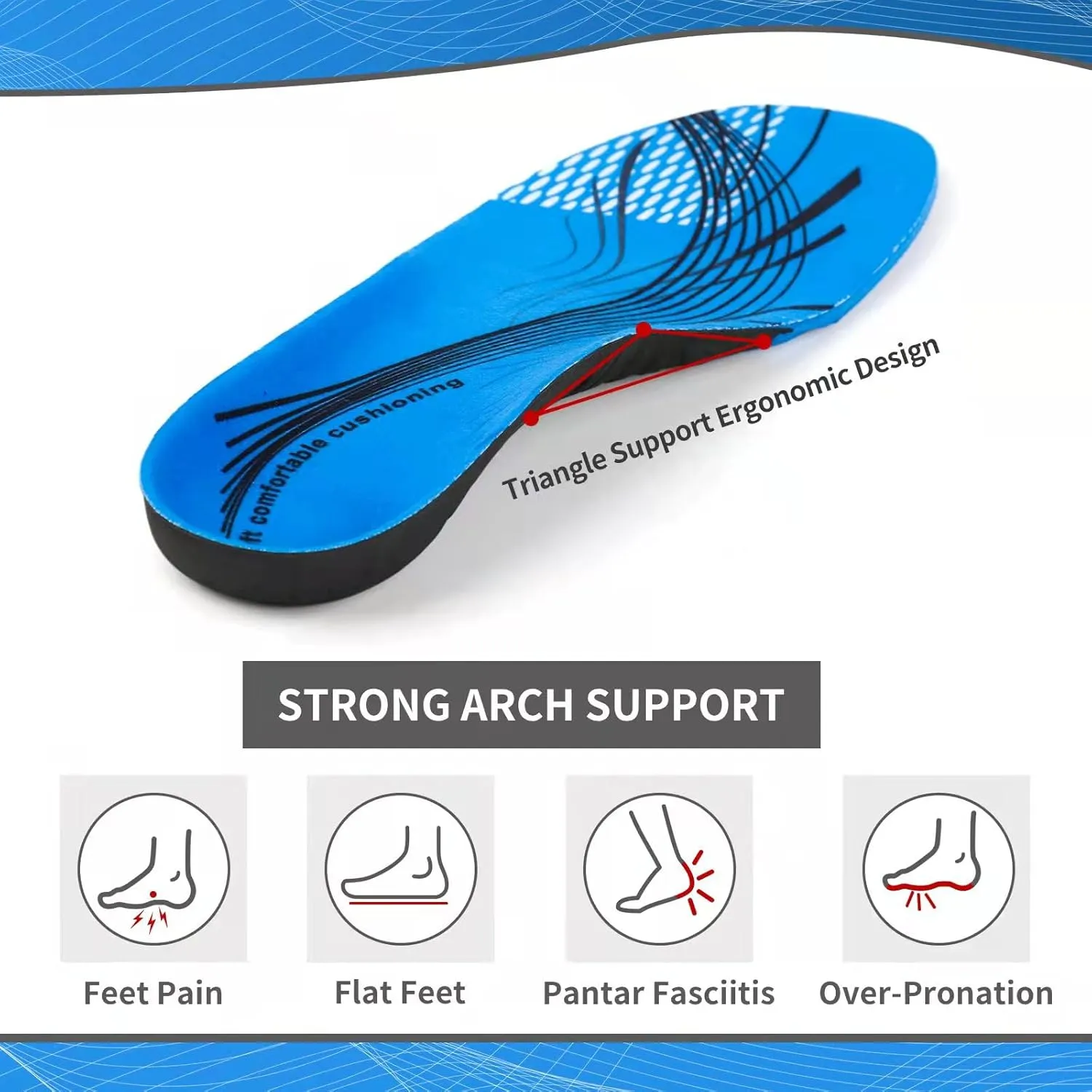 Heavy Duty Support Pain Relief Orthotics Shoe Insoles with Arch Support for Flat Feet & Overpronation Full Length Men Women (S(Men 7-8/Women 7.5-9))