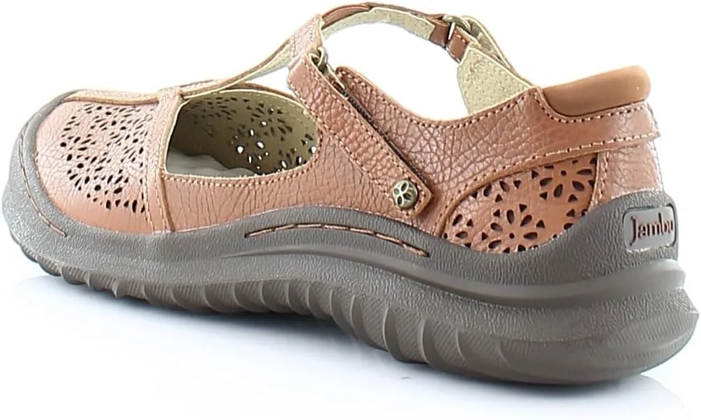 Jambu Womens Creek Cut Out T Strap Flats Casual - Brown