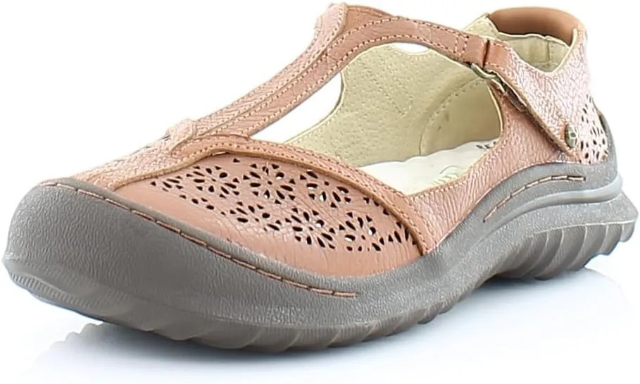 Jambu Womens Creek Cut Out T Strap Flats Casual - Brown