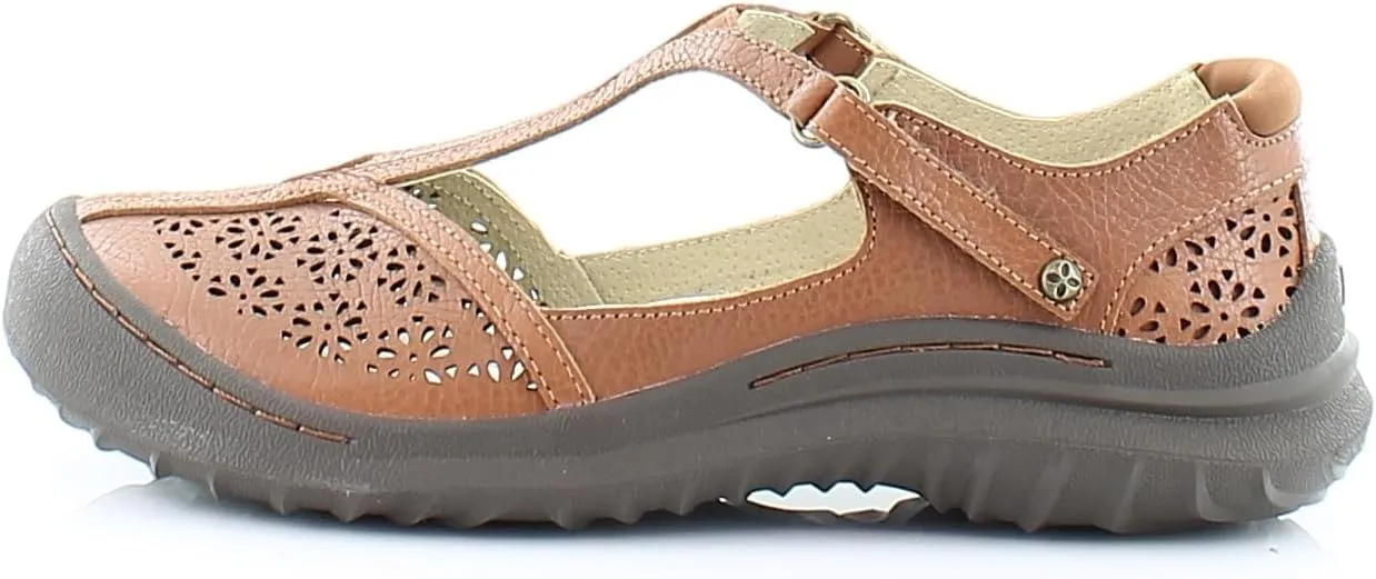 Jambu Womens Creek Cut Out T Strap Flats Casual - Brown
