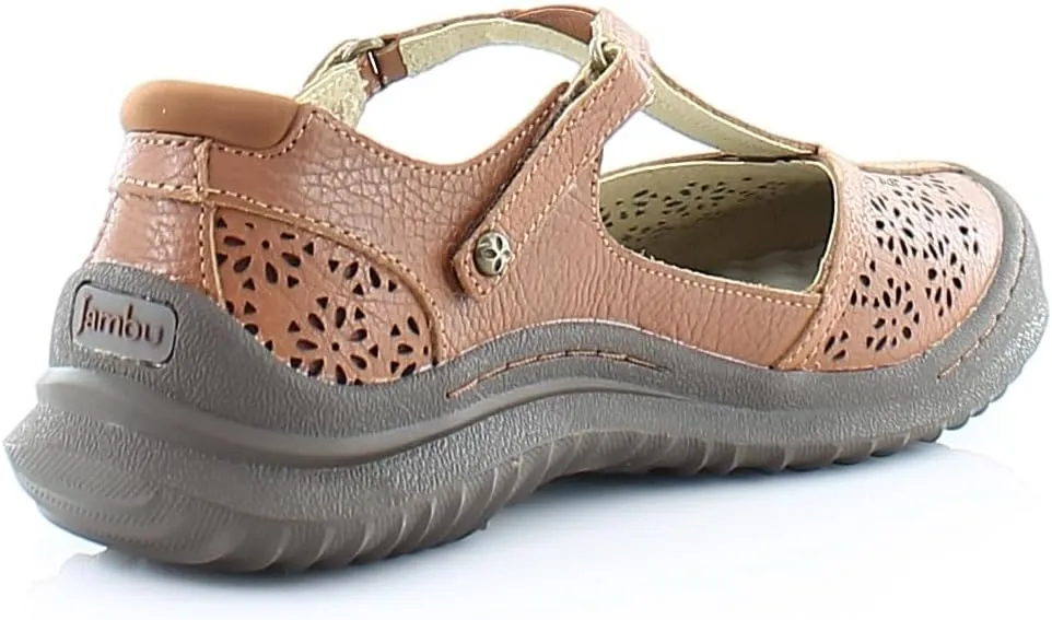 Jambu Womens Creek Cut Out T Strap Flats Casual - Brown