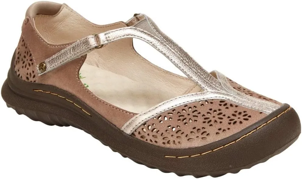 Jambu Womens Creek Cut Out T Strap Flats Casual - Brown