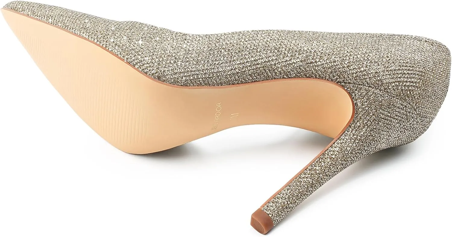 JENN ARDOR Stiletto High Heel Shoes for Women: Pointed, Closed Toe Classic Slip On Dress Pumps