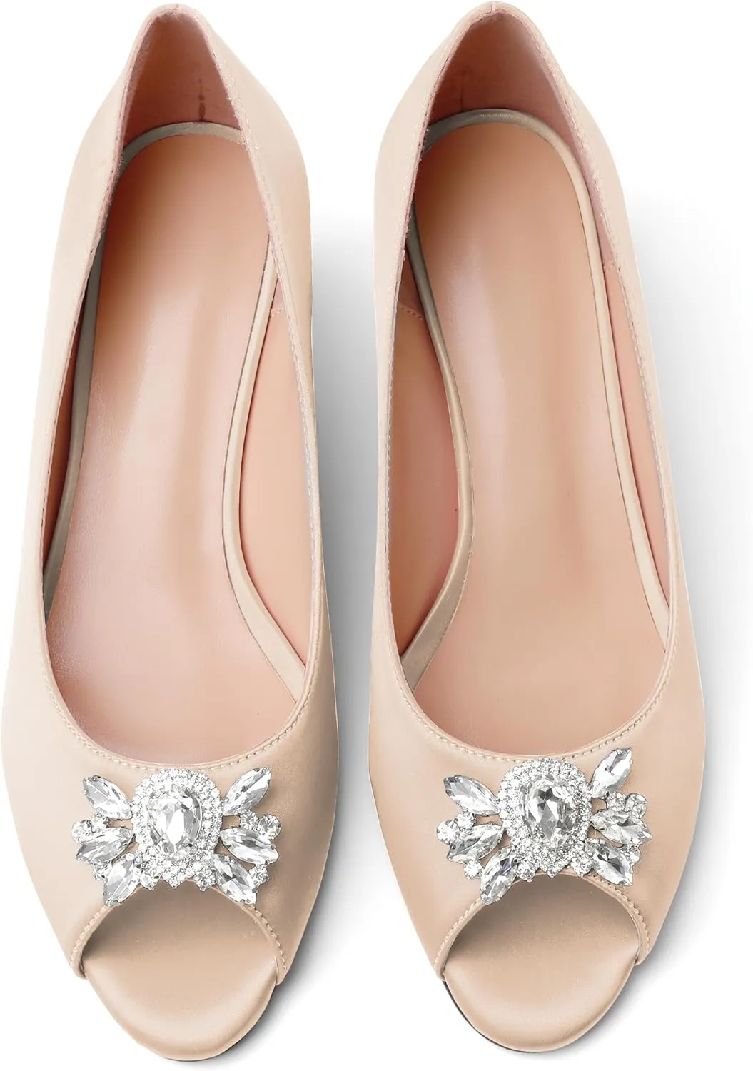 Joseywade Peep Toe Wedges Heels Pumps Low Wedge Heels 2 Inch Rhinstone Womens Slip On Pumps