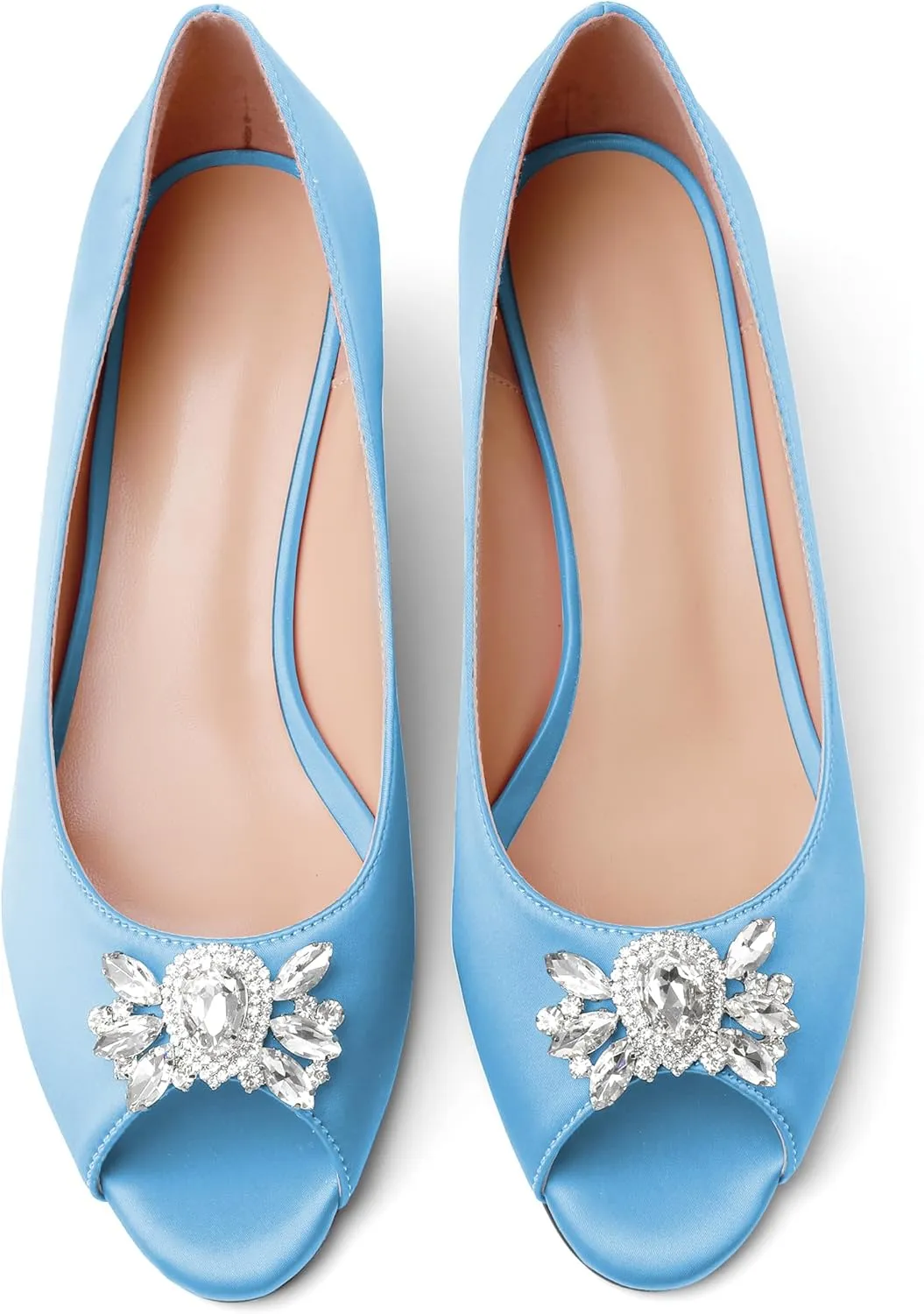 Joseywade Peep Toe Wedges Heels Pumps Low Wedge Heels 2 Inch Rhinstone Womens Slip On Pumps