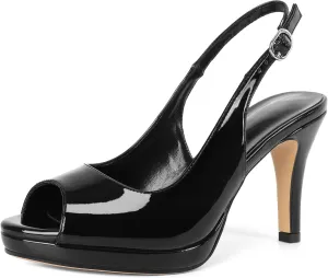 Joseywade Women's Slingback Heels Peep Toe Platform Stilettos 3.5 Inch High Heel Dress Shoes