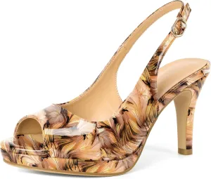 Joseywade Women's Slingback Heels Peep Toe Platform Stilettos 3.5 Inch High Heel Dress Shoes