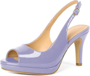 Joseywade Women's Slingback Heels Peep Toe Platform Stilettos 3.5 Inch High Heel Dress Shoes