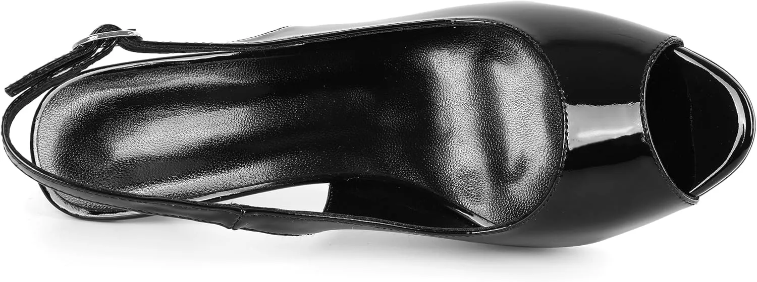 Joseywade Women's Slingback Heels Peep Toe Platform Stilettos 3.5 Inch High Heel Dress Shoes
