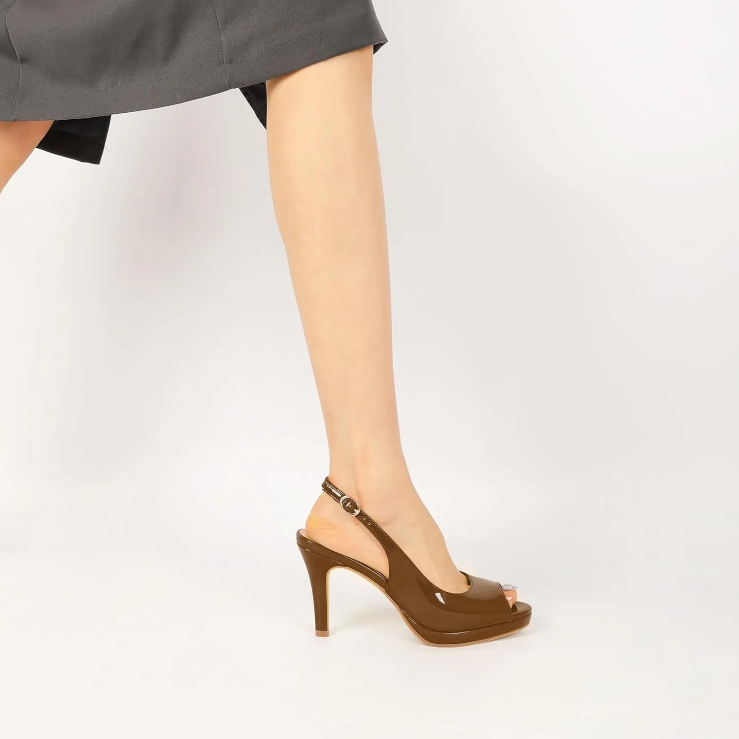 Joseywade Women's Slingback Heels Peep Toe Platform Stilettos 3.5 Inch High Heel Dress Shoes