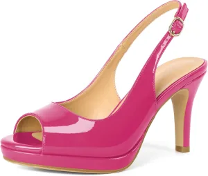 Joseywade Women's Slingback Heels Peep Toe Platform Stilettos 3.5 Inch High Heel Dress Shoes