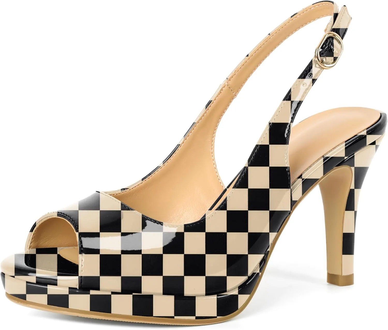 Joseywade Women's Slingback Heels Peep Toe Platform Stilettos 3.5 Inch High Heel Dress Shoes