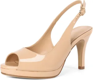 Joseywade Women's Slingback Heels Peep Toe Platform Stilettos 3.5 Inch High Heel Dress Shoes
