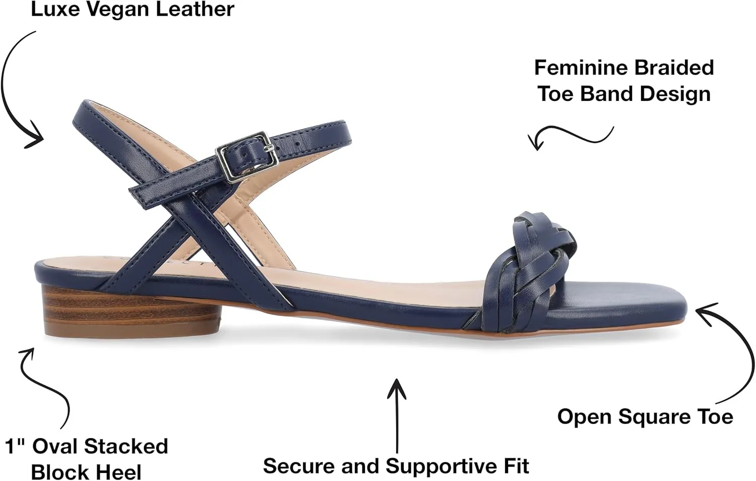 Journee Collection Womens Faux Leather Square toe Ankle Strap