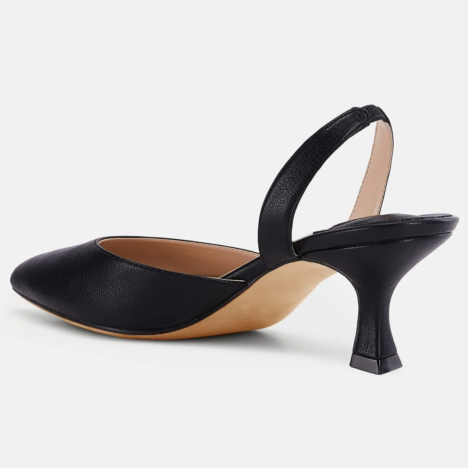 Juliet Holy Womens Pumps Shoes Pointed Toe Slip on Slingback Elastic Strap Classic Kitten Heels