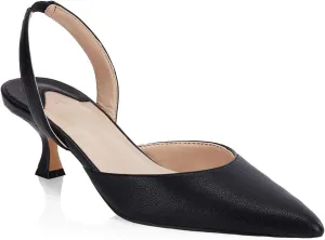Juliet Holy Womens Pumps Shoes Pointed Toe Slip on Slingback Elastic Strap Classic Kitten Heels