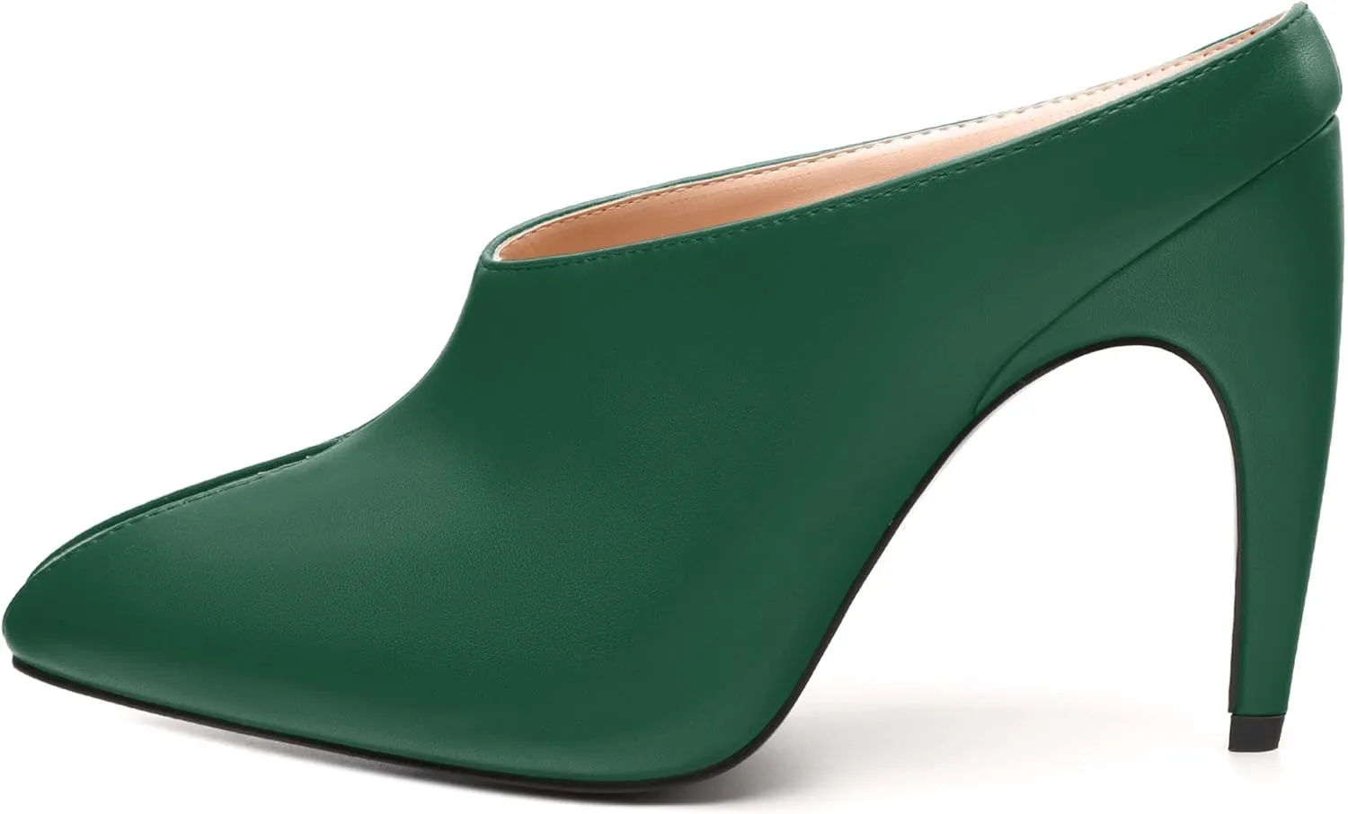 JUSTDANNI Mules for Women Heels Peep Open Toe Stiletto High Heel Sandals Slingback Slip On Comfortable Casual Wedding Office Dating Dress Shoes