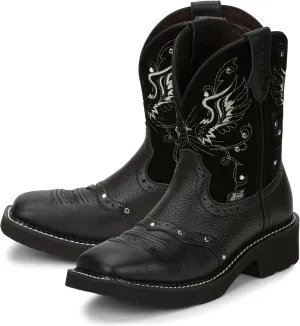 Justin Mandra 8 Western Boots for Women - Durable Cowhide Leather Square Toe Cowgirl Boots with Vivid Stitching, J-Flex Comfort & Non-Slip Outsoles