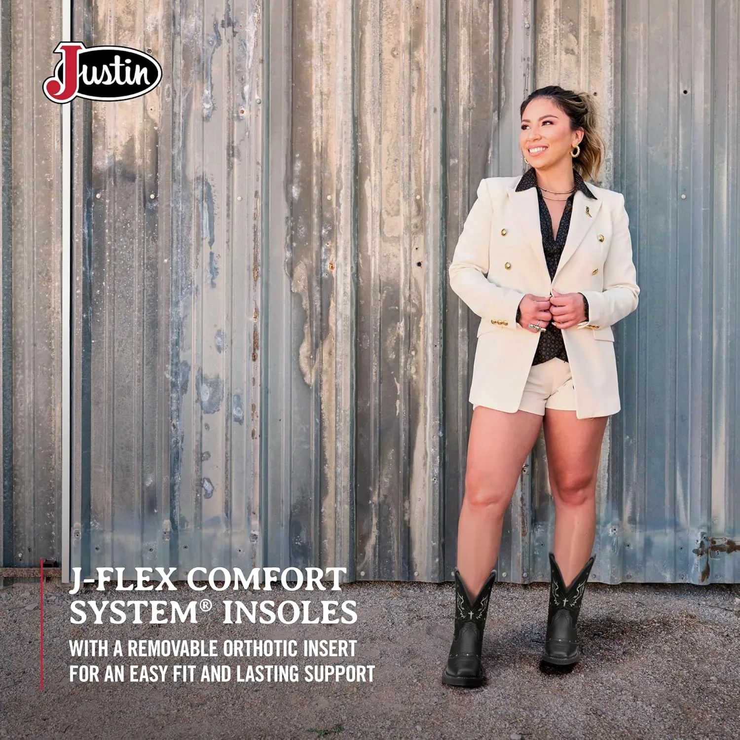 Justin Mandra 8 Western Boots for Women - Durable Cowhide Leather Square Toe Cowgirl Boots with Vivid Stitching, J-Flex Comfort & Non-Slip Outsoles