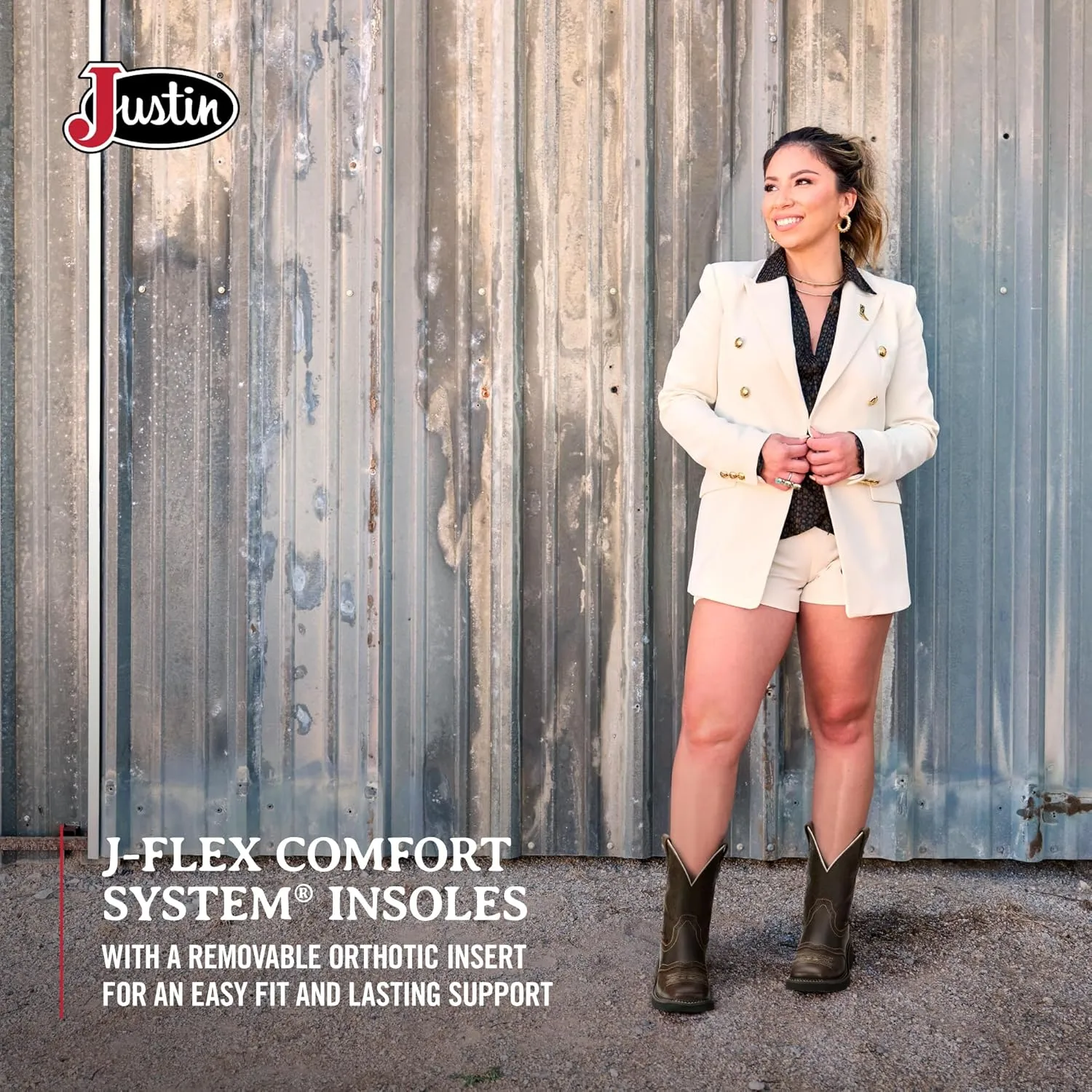 Justin Mandra 8 Western Boots for Women - Durable Cowhide Leather Square Toe Cowgirl Boots with Vivid Stitching, J-Flex Comfort & Non-Slip Outsoles