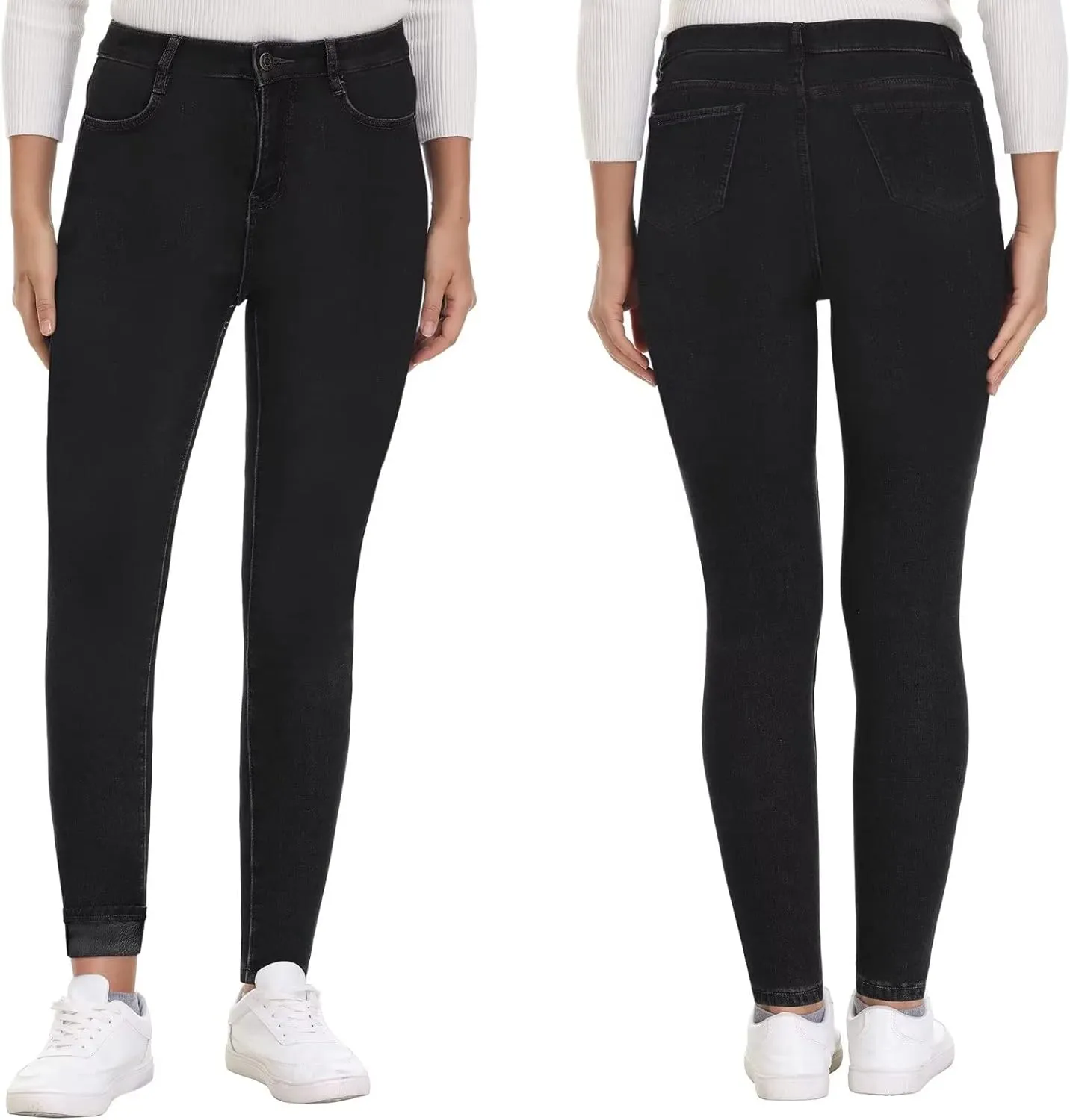 KDF Women's Brown Fleece Lined Winter Jeans