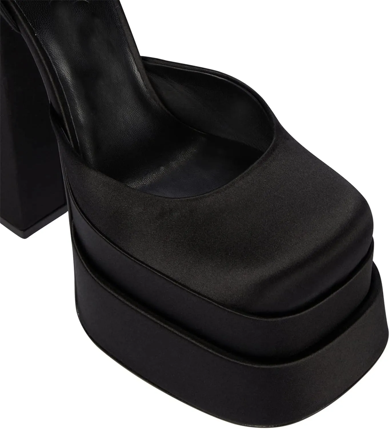 keleimusi Platform Chunky Pumps Ankle Strap Round Square Toe High Block Heels Patent Leather