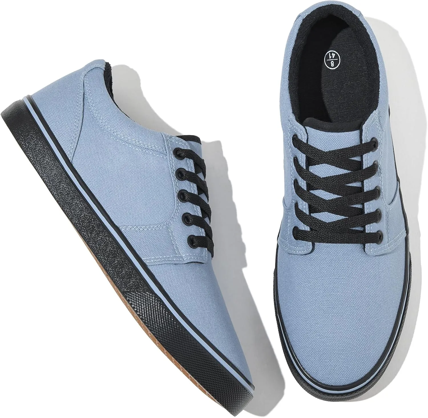 kufeiti Men's Canvas Black Casual Shoes Sneakers Low Top Lace Up Walking Shoes Sneakers for Men