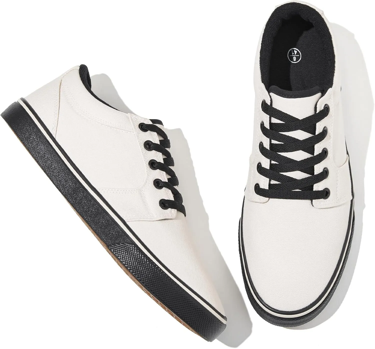 kufeiti Men's Canvas Black Casual Shoes Sneakers Low Top Lace Up Walking Shoes Sneakers for Men