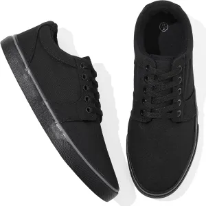 kufeiti Men's Canvas Black Casual Shoes Sneakers Low Top Lace Up Walking Shoes Sneakers for Men