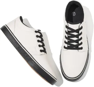 kufeiti Men's Canvas Black Casual Shoes Sneakers Low Top Lace Up Walking Shoes Sneakers for Men