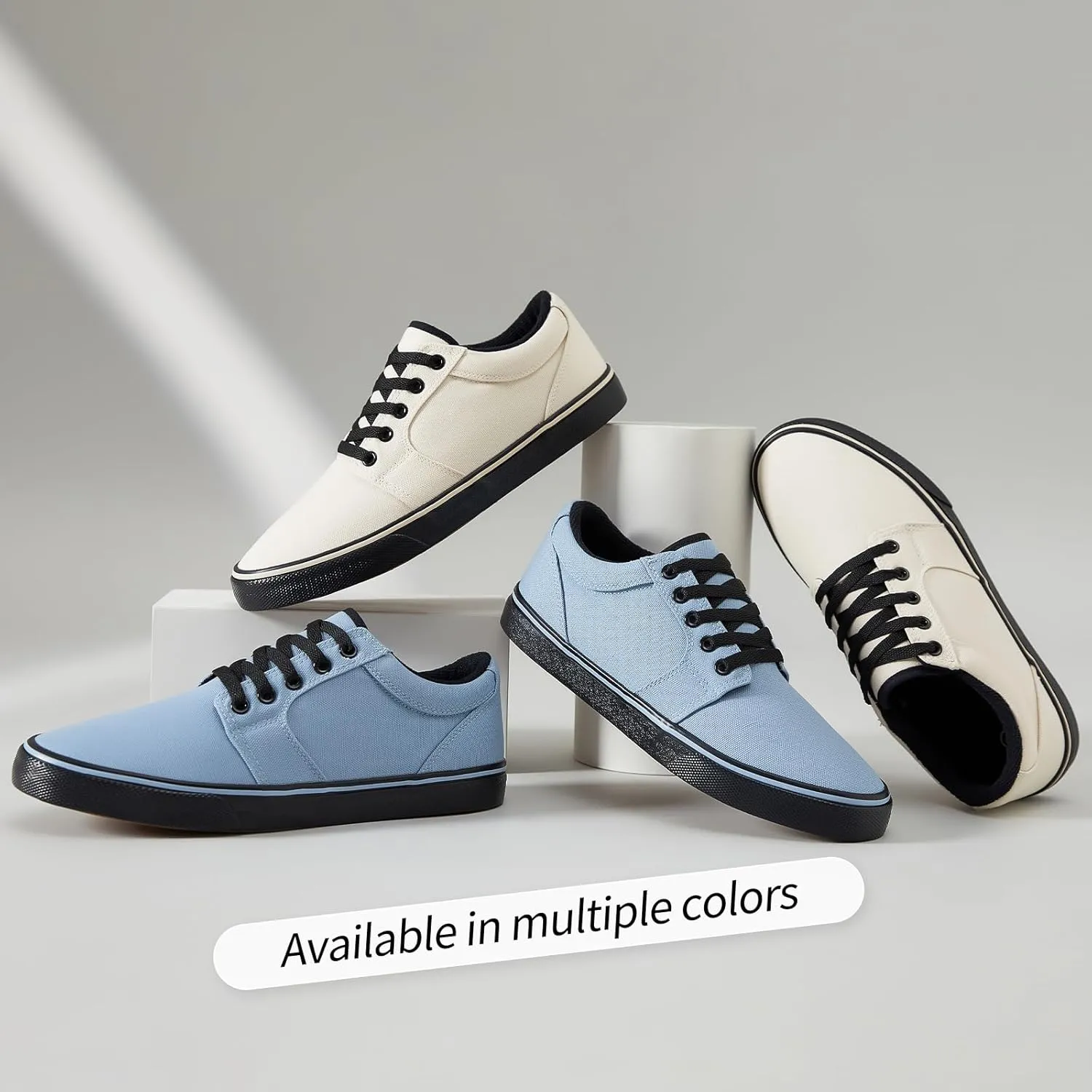 kufeiti Men's Canvas Black Casual Shoes Sneakers Low Top Lace Up Walking Shoes Sneakers for Men
