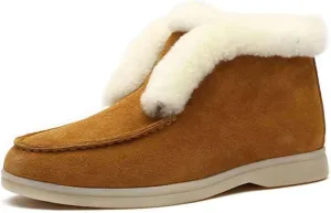 Ladmiple Boots For Women 2024 Ankle Booties Warm Fur Lined Winter Snow Boots Outdoor Slip On Comfort Fashion Short Booties