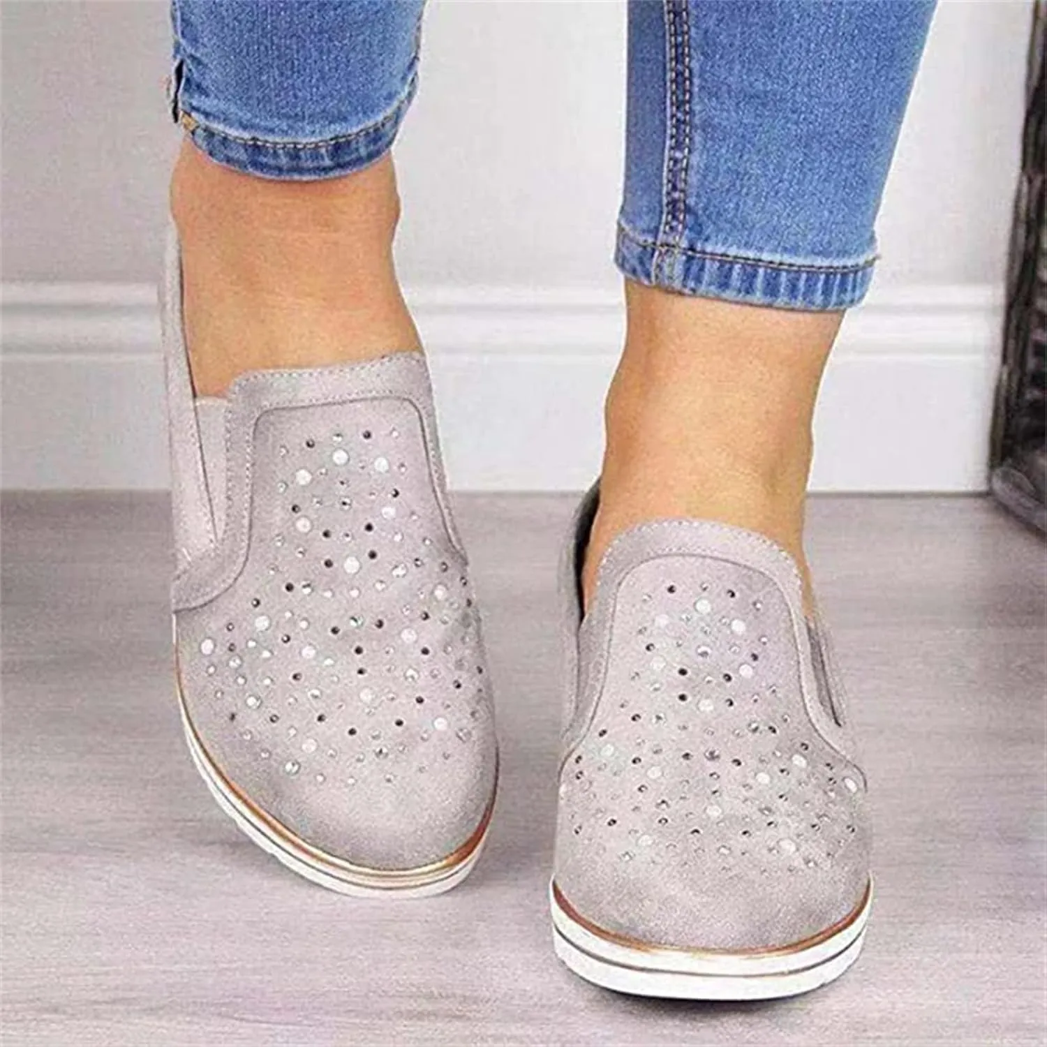 Ladmiple Shoes For Women Sneakers Trendy Slip On Canvas Shoes Fashion Comfort Dressy Casual Summer Walking Flats Loafers