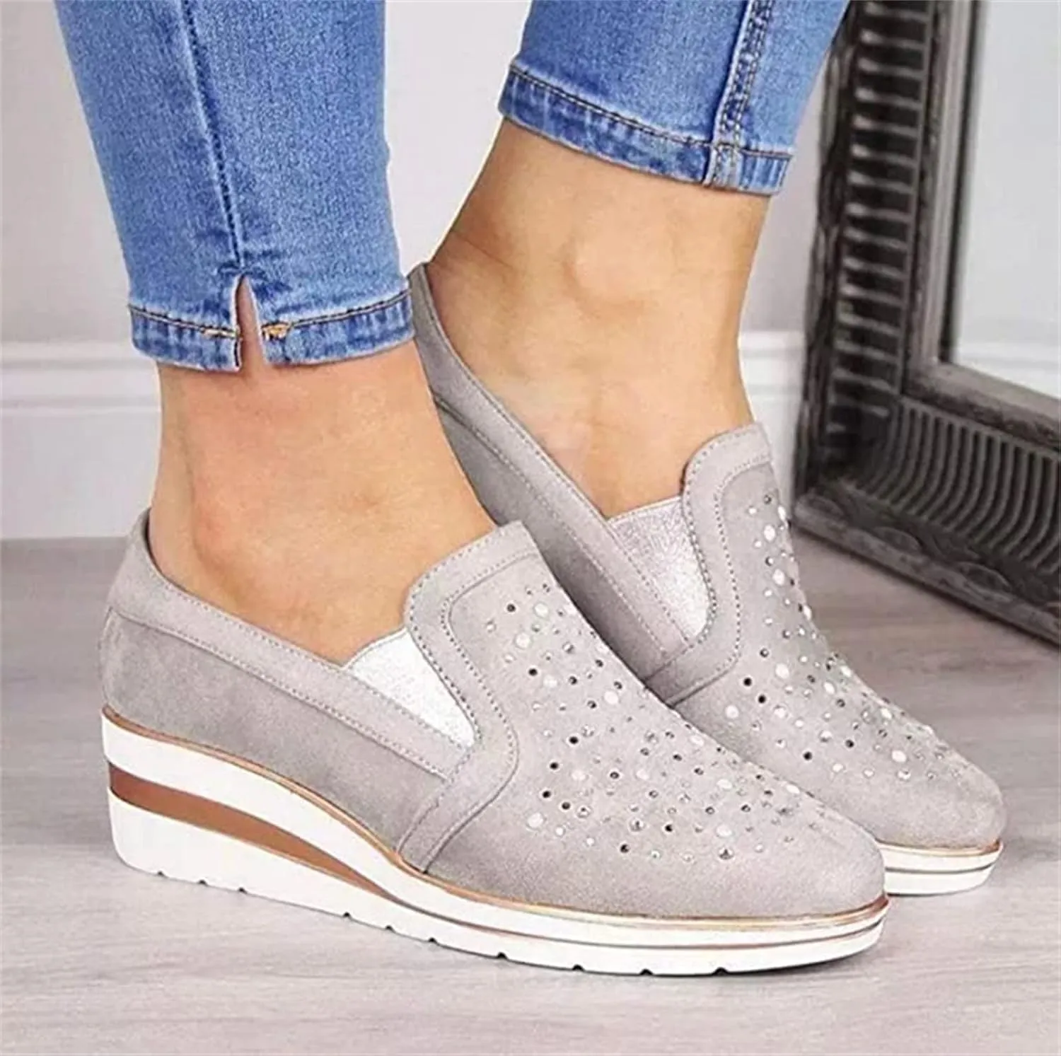 Ladmiple Shoes For Women Sneakers Trendy Slip On Canvas Shoes Fashion Comfort Dressy Casual Summer Walking Flats Loafers