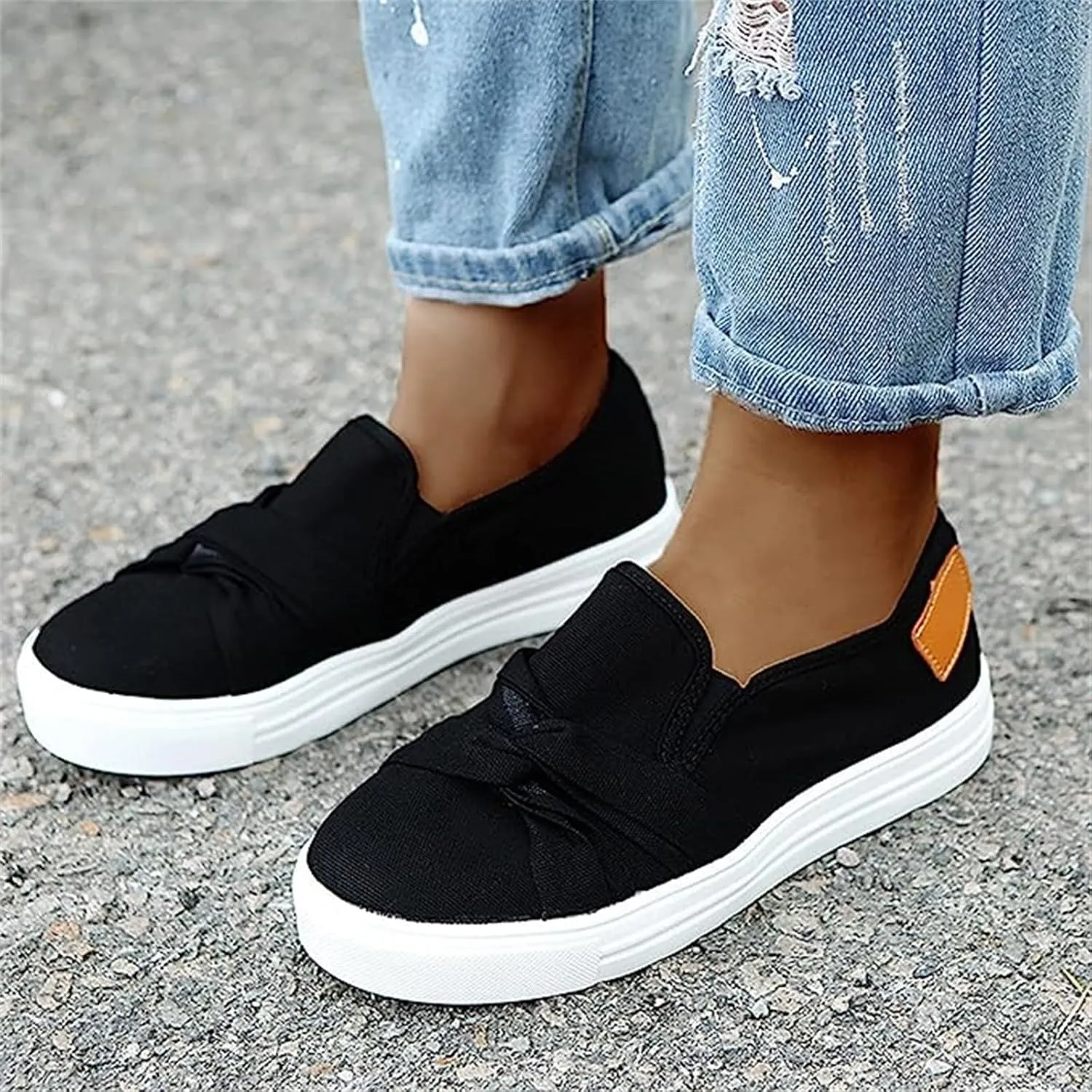Ladmiple Shoes For Women Sneakers Trendy Slip On Loafers Canvas Shoes Fashion Dressy Casual Summer Flats Walking Sneaker
