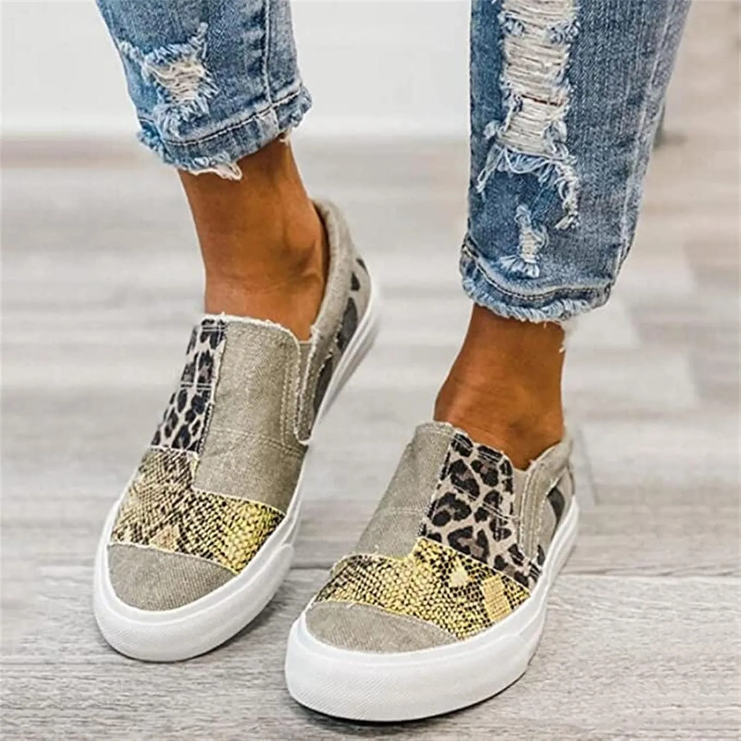 Ladmiple Shoes For Women Sneakers Trendy Slip On Loafers Canvas Shoes Fashion Dressy Casual Summer Flats Walking Sneaker