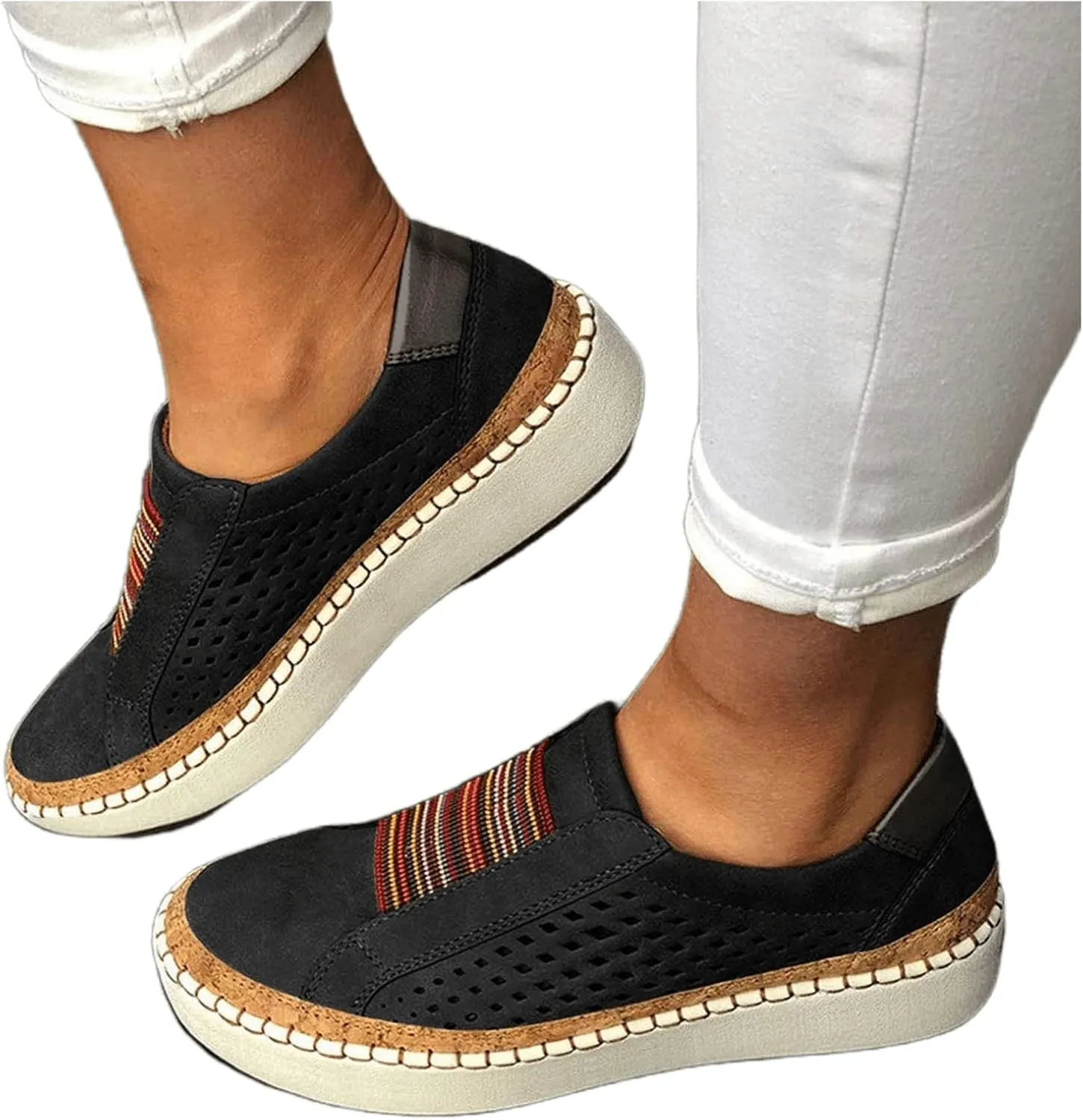 Ladmiple Sneakers For Women Trendy 2024 Canvas Shoes Casual Slip On Fashion Comfortable Walking Dressy Summer Flats Loafers