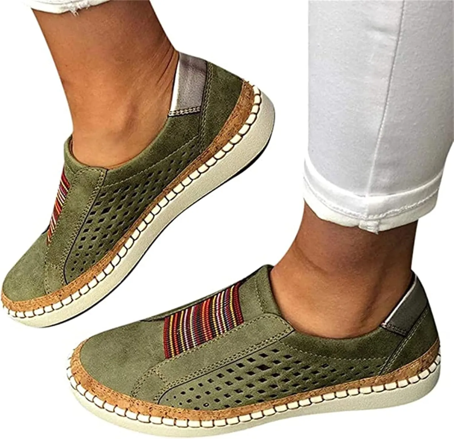 Ladmiple Sneakers For Women Trendy 2024 Canvas Shoes Casual Slip On Fashion Comfortable Walking Dressy Summer Flats Loafers