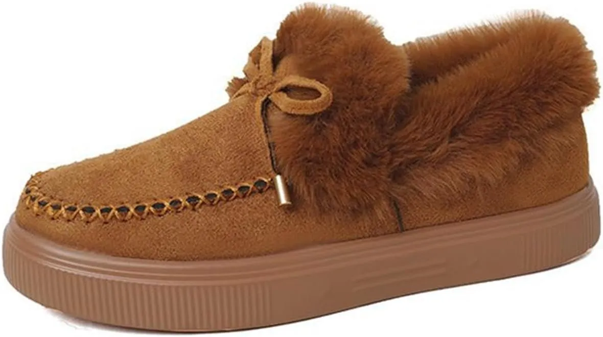 Ladmiple Snow Boots For Women 2023 Trendy Warm Ankle Booties Comfortable Slip On Outdoor Fur Lined Walking Winter Shoes