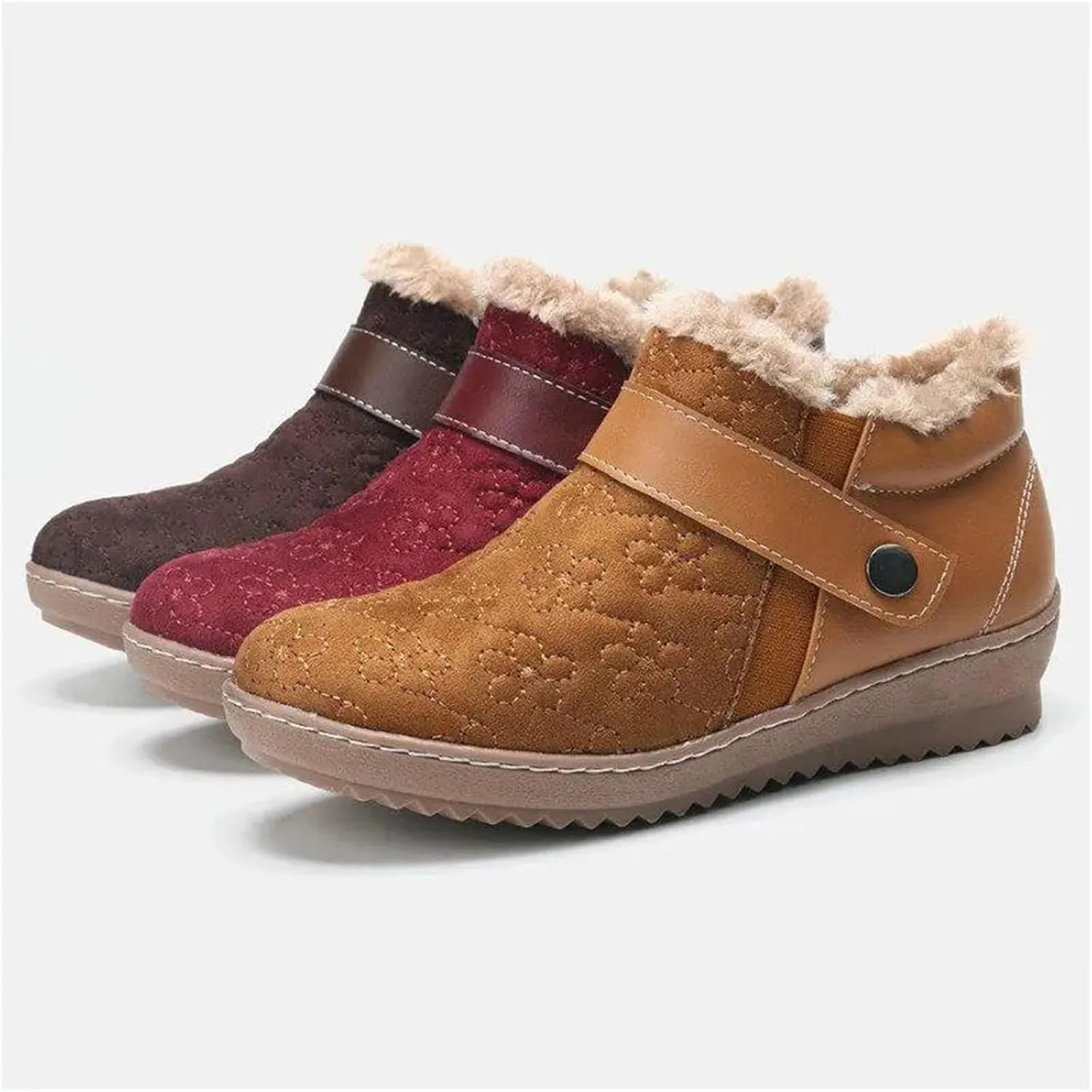 Ladmiple Snow Boots For Women 2023 Trendy Warm Ankle Booties Comfortable Slip On Outdoor Fur Lined Walking Winter Shoes