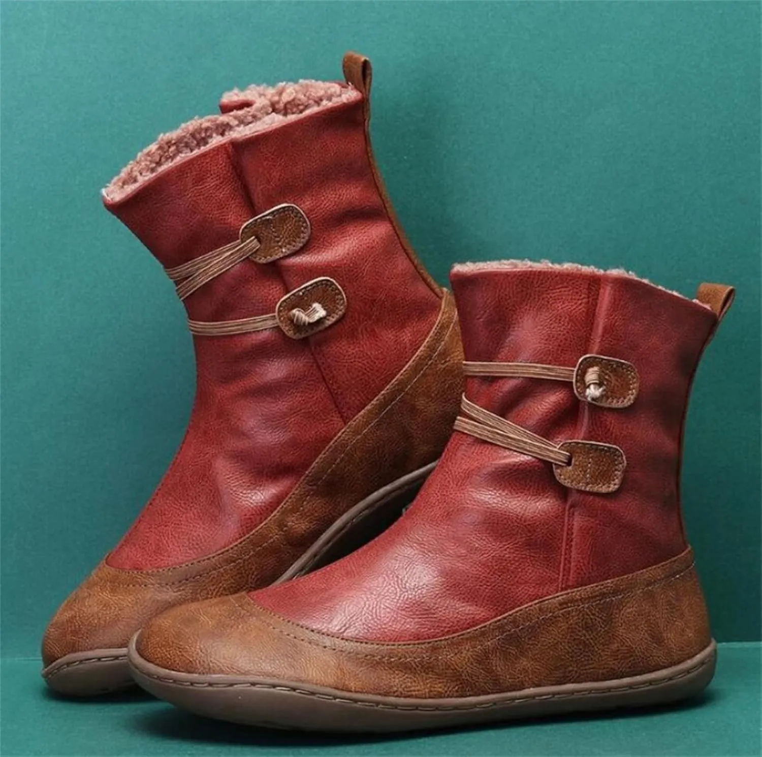 Ladmiple Snow Boots For Women Cute High Top Winter Shoes with Fur Lined Warm Slip On Ankle Booties Mid Calf Walking Shoes