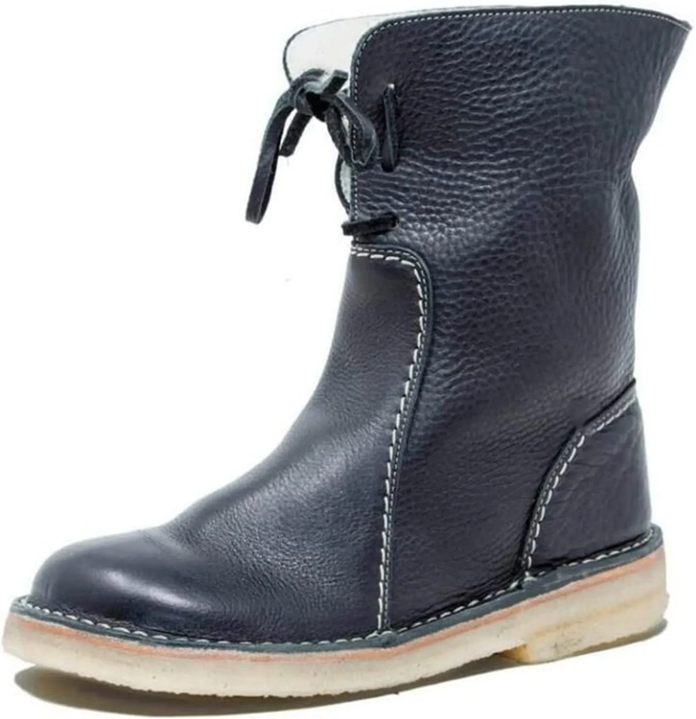 Ladmiple Snow Boots For Women Cute Tall Mid Calf Winter Boots Slip on Fur Lined Cold Weather Warm Ankle Booties Walking Shoes