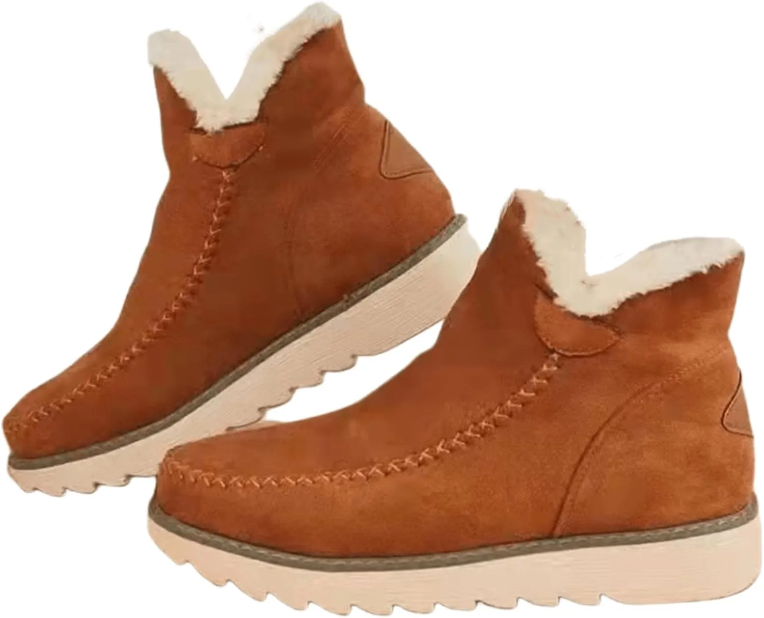 Ladmiple Snow Boots For Women Slip On Warm Ankle Booties Comfortable Outdoor Fur Lined Lining Thickening Walking Winter Shoes