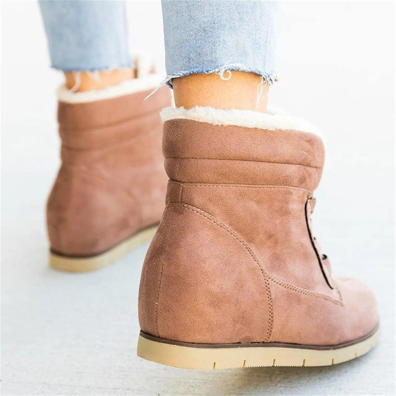 Ladmiple Snow Boots For Women Slip On Winter Warm Ankle Booties Fashion Fur Lined Thickening Outdoor Walking Shoes Sneakers