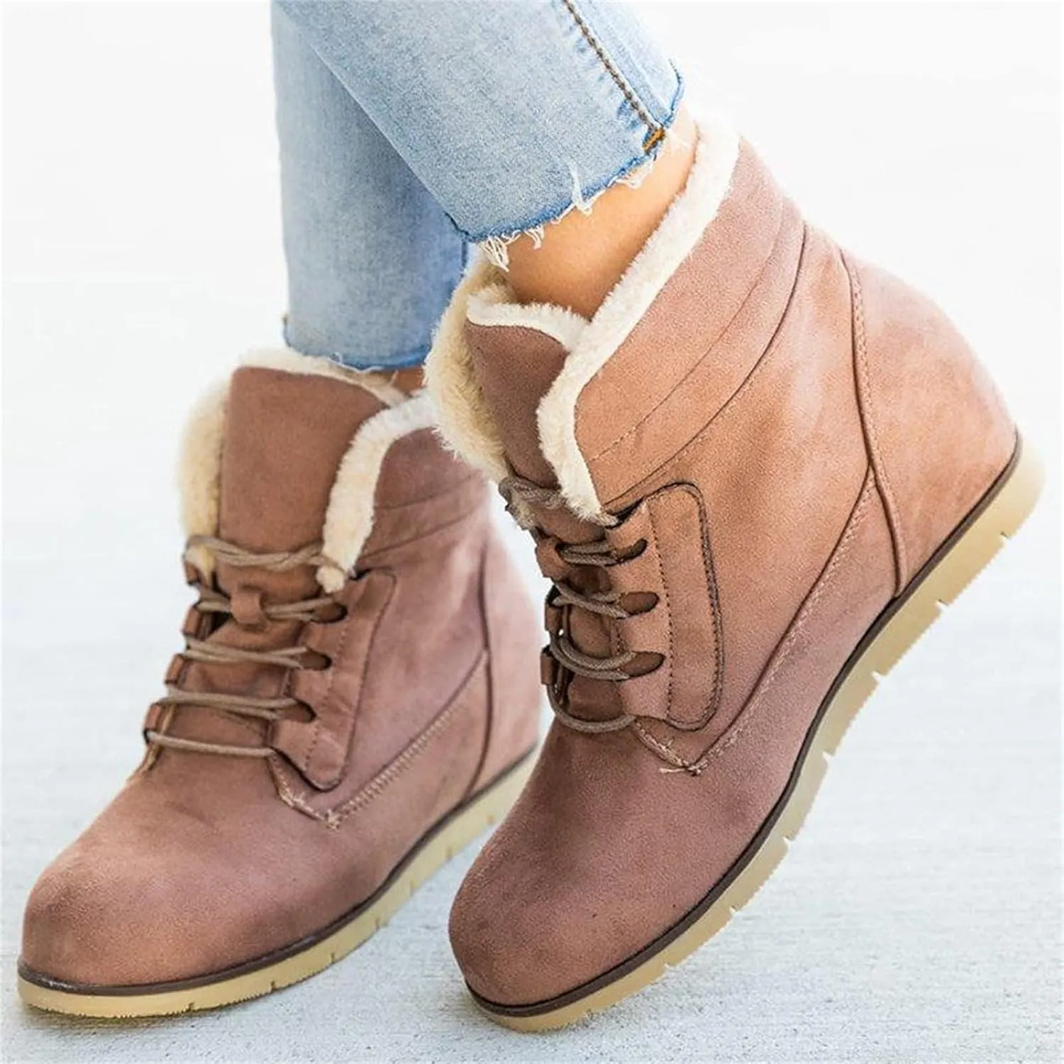 Ladmiple Snow Boots For Women Slip On Winter Warm Ankle Booties Fashion Fur Lined Thickening Outdoor Walking Shoes Sneakers