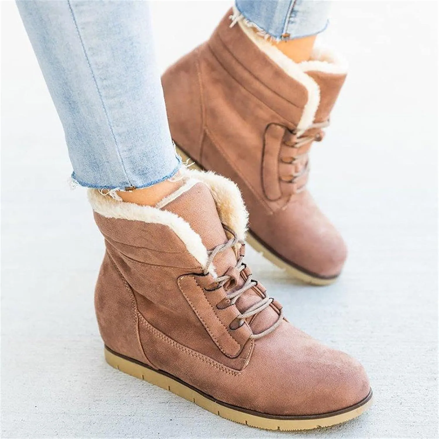 Ladmiple Snow Boots For Women Slip On Winter Warm Ankle Booties Fashion Fur Lined Thickening Outdoor Walking Shoes Sneakers