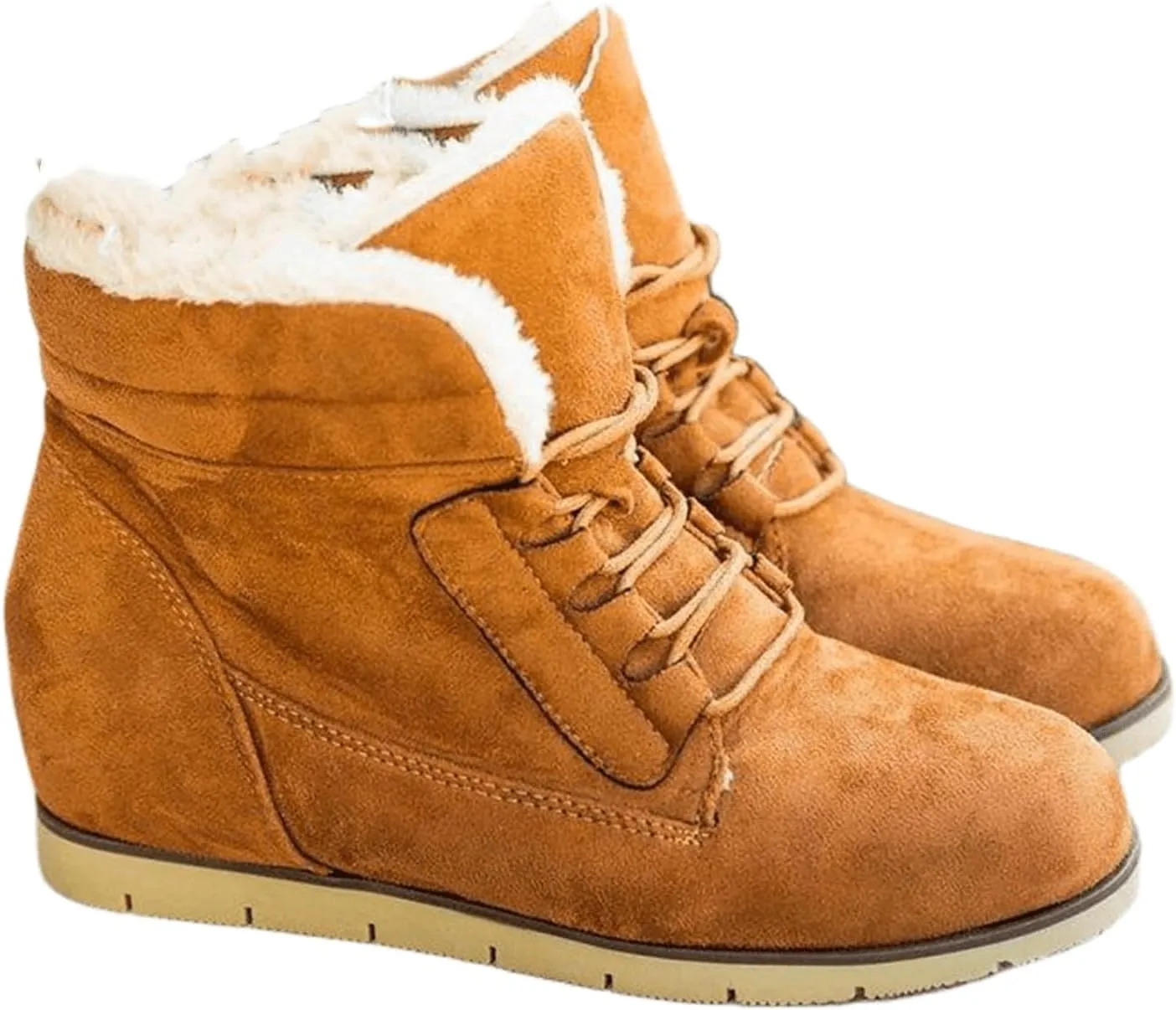 Ladmiple Snow Boots For Women Wide Faux Fur Lined Winter Warm Ankle Booties Slip On Outdoor Fashion Casual Walking Shoes